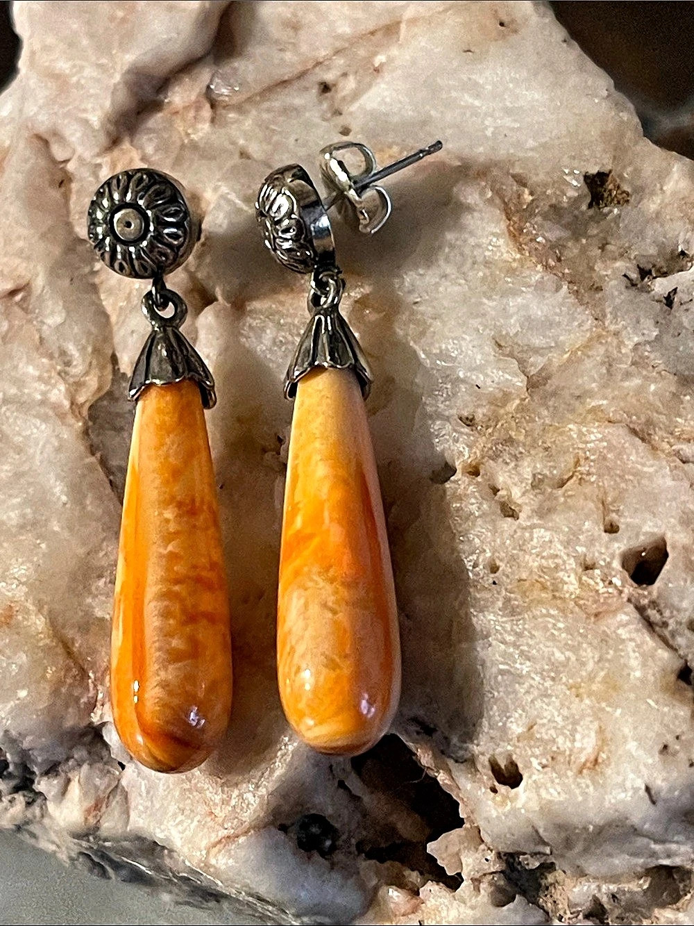 Sterling Silver Relios Orange Drop Earrings
